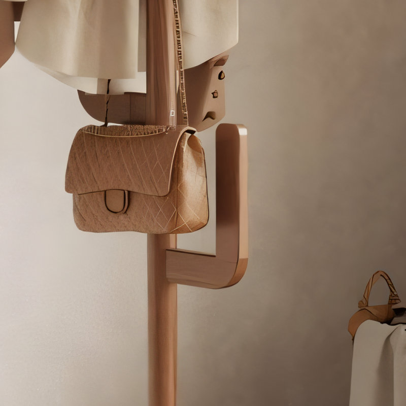 Walnut Wood Color, Solid Wood Cactus-Shaped Freestanding Coat Rack With 6 L-Shaped Hooks And 3 Adjustable Positions. Suitable For Bedroom, Entryway, And Living Room.