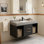 Ensemble de meuble-lavabo flottant moderne 40 "avec plateau en pierre frittée gris épais, lavabo sous-comptoir et drain