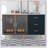 Modern Sideboard MDF Buffet Cabinet Marble Sticker Tabletop and Amber-yellow Tempered Glass Doors-410541293