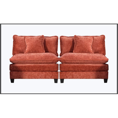 Canapé Cloud avec deux sièges (les accoudoirs ne sont pas inclus), canapé modulaire moderne, pour le salon, la chambre à coucher et les appartements, coussin de siège rembourré à double couche confortable, tissu chenille respirant, orange, SW504AOG