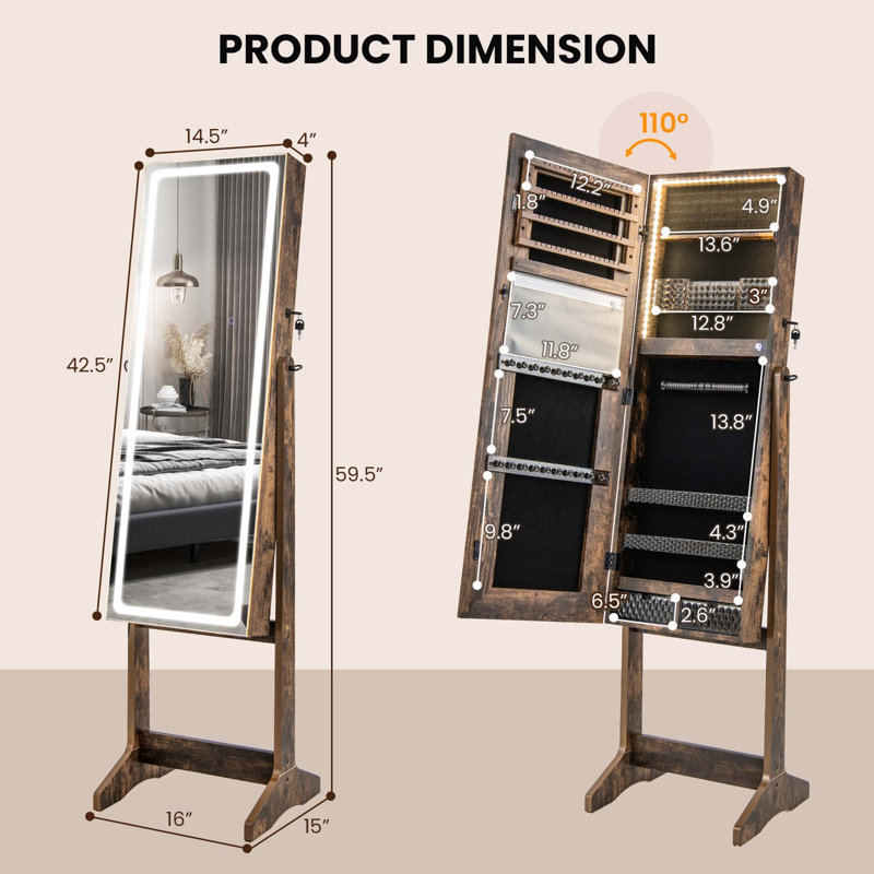 Armoire pour bijoux Gwena, Noyer