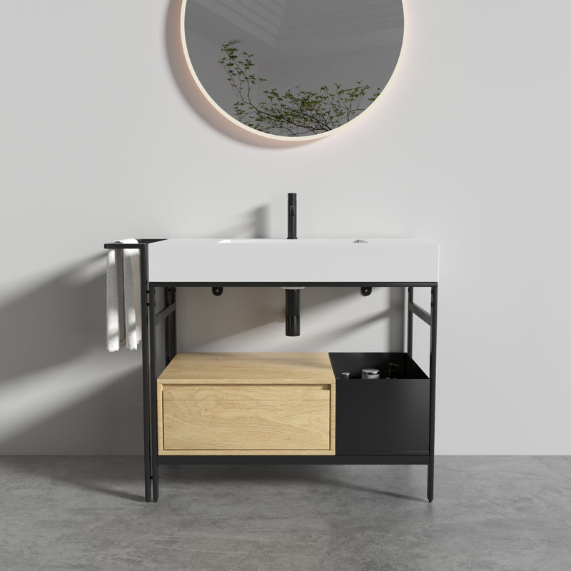 36" Industrial Style Modular Bathroom Vanity, White