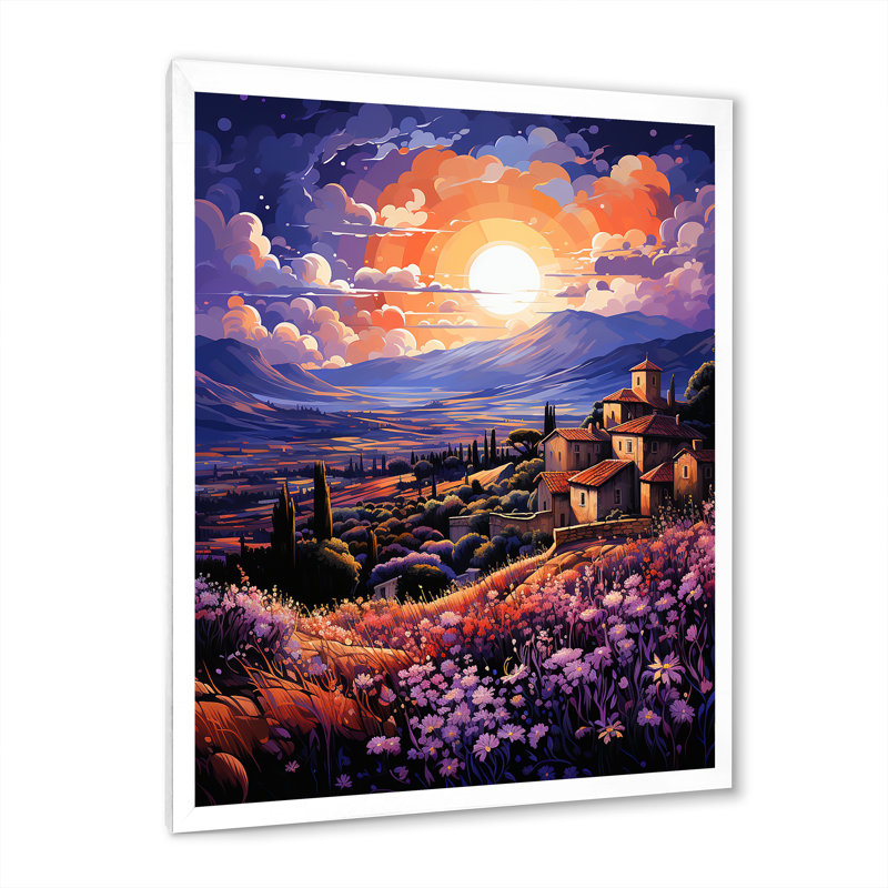 Espagne, champs de lavande I - art mural sur toile florale, Cadre photo blanc, H 32 po x l 24 po x P 1 po