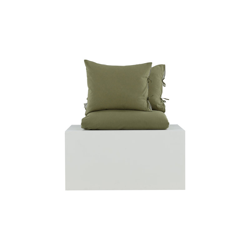 Kulick Cotton Solid Colour Duvet Cover with Pillowcases, Green, 240 x 220 cm