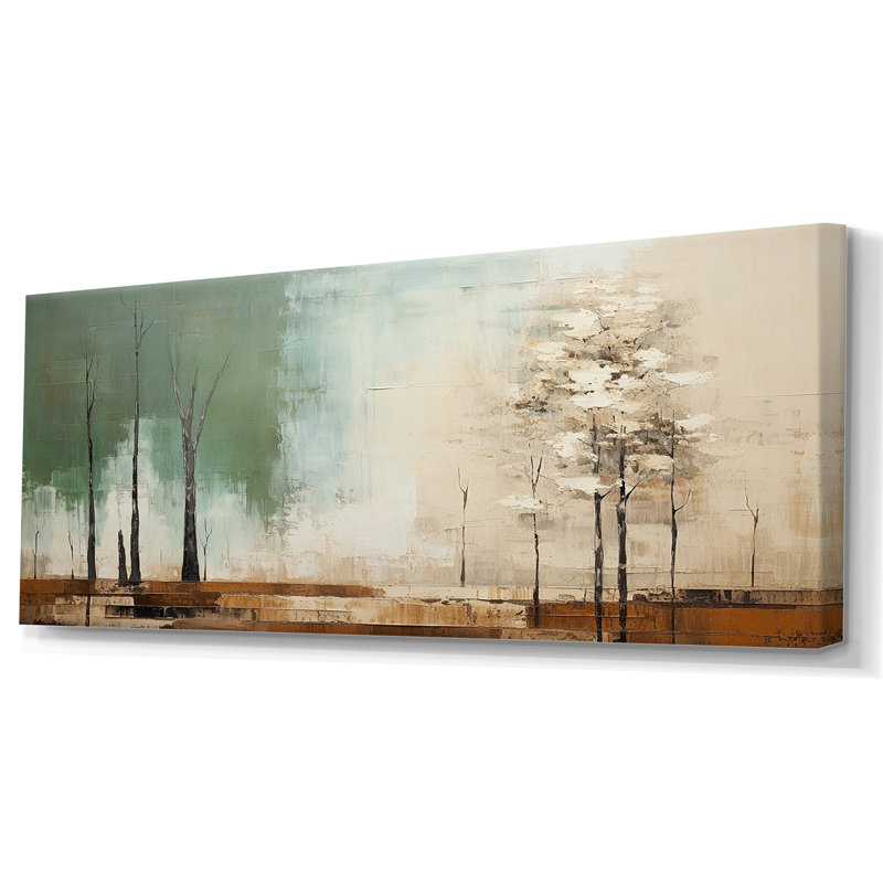 Art encadré tachisme vert, beige et sauvage II, Toile tendue, H 28 po x l 60 po x P 1,5 po