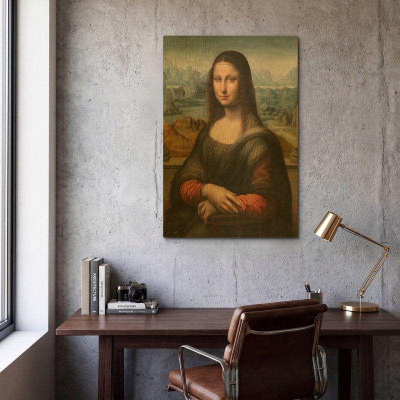 «Mona Lisa Prado» par Leonardo Da Vinci, art mural en métal doré, 24 po x 36 po