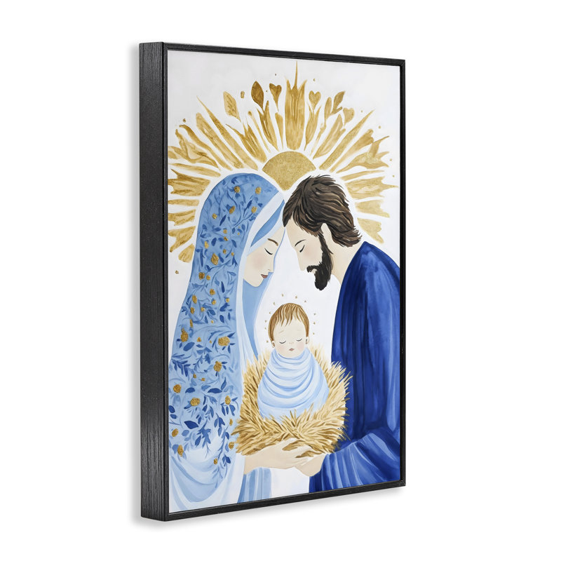 Newborn King Nativity Framed Giclee, design by Petal Prints Design, 18" H x 12" W, Midnight Black Framed Giclee