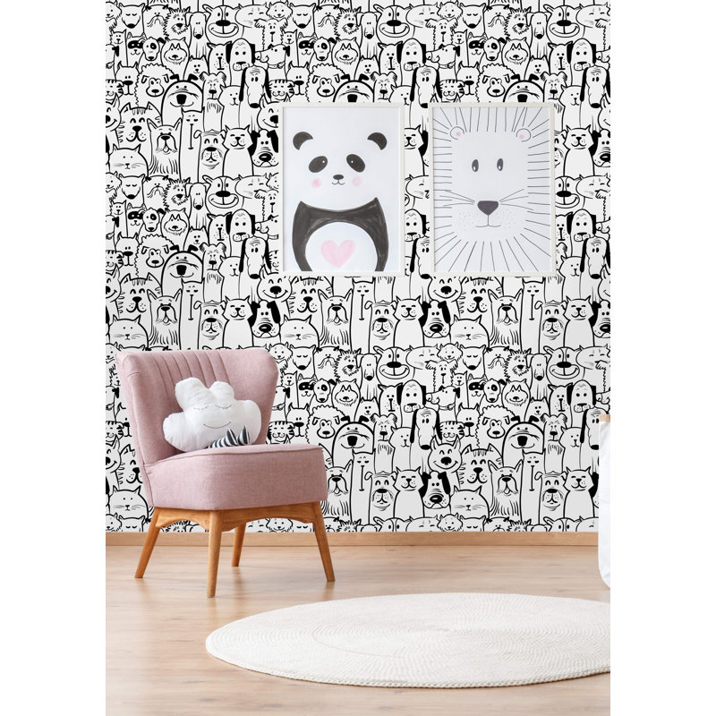 Rouleau de papier peint pelez et collez Dorazio Cats with Dogs, L 10,42 po x l 25 po
