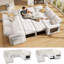 Canapé-lit modulaire en U 8 pièces avec fauteuil inclinable, lit escamotable, ports USB et rangement - Assemblage sans outil-1096693665