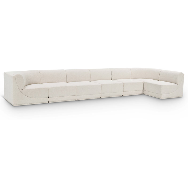 Canapé modulaire rembourré 7 pièces Ollie, Tissu crème bouclé