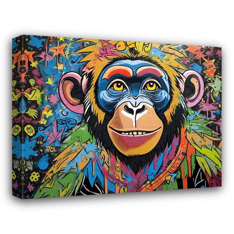 "Chimp Graffitianimals" sur toile, H 26 po x l 32 po