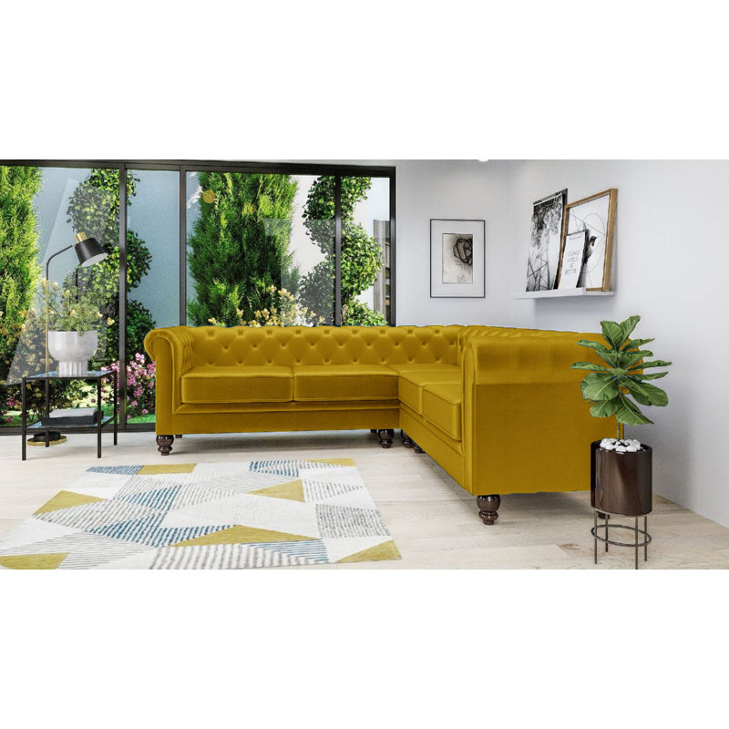 Veazey 213Cm Corner Sofa, Mustard