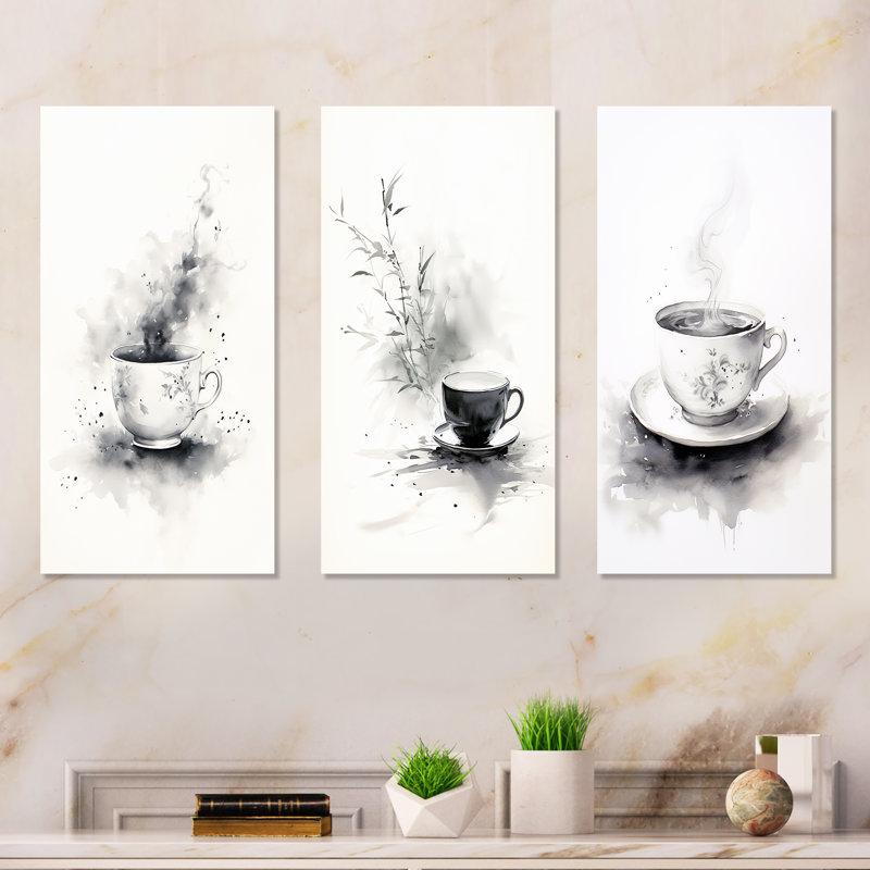 «Chinese Tea Elegance I», ensemble de 3 reproductions d'art sur toile, Toile tendue, H 32 po x l 48 po