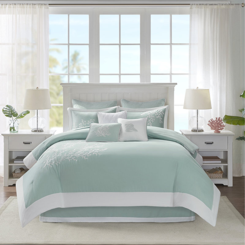 Édredon en coton avec 100% et coussins décoratifs, Édredon pour lit simple + 2 pièces supplémentai