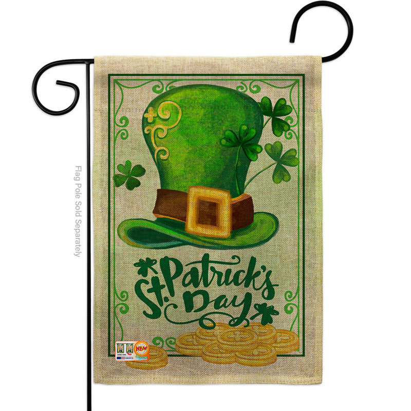 Double Sided 18.5'' H x 13'' W Burlap St. Patrick's Day Garden Flag