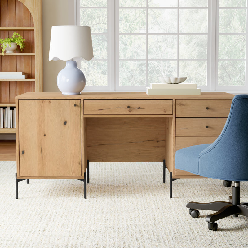 Aceton Executive Desk, Amber Resin Oak