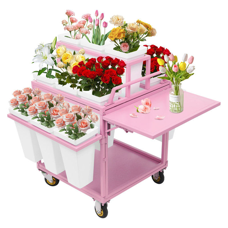 Présentoir à plantes à 4 niveaux Teman, Rose