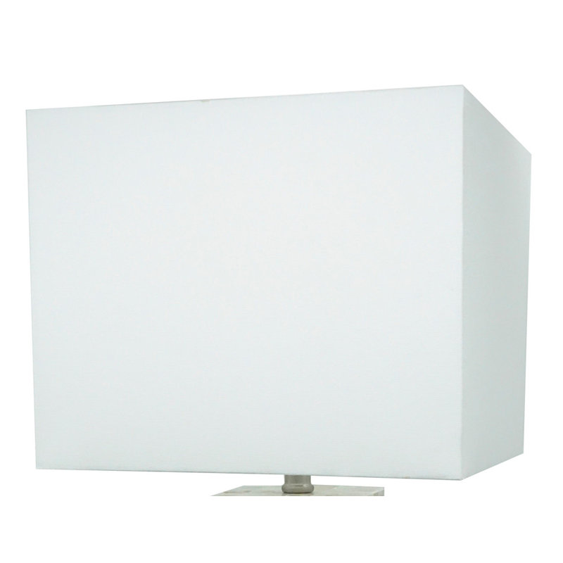 Lampe de table moderne 1pc - Base blanche au fini chromé avec motif mosaïque, lumière diffuse douce et abat-jour blanc