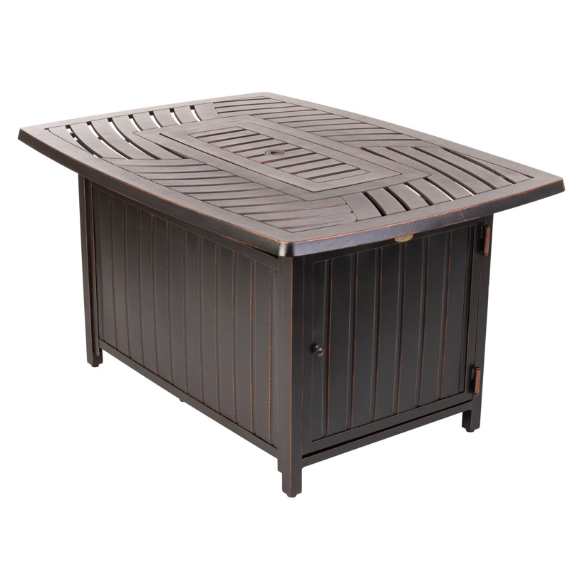 Bravos Antique Bronze Rectangular Aluminum Gas Fire Pit Table