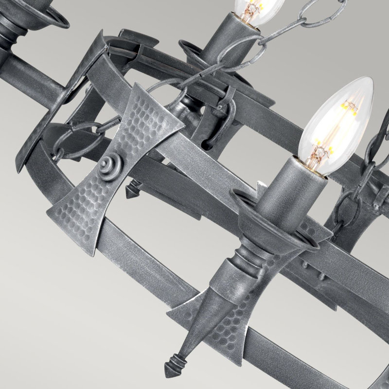 Voight 5 - Light Waggon Wheel Chandelier, Black/Silver