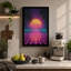 Neon Palm Horizon Retro 1 Piece Wrapped Canvas Wall Art-1457185256-1457185237