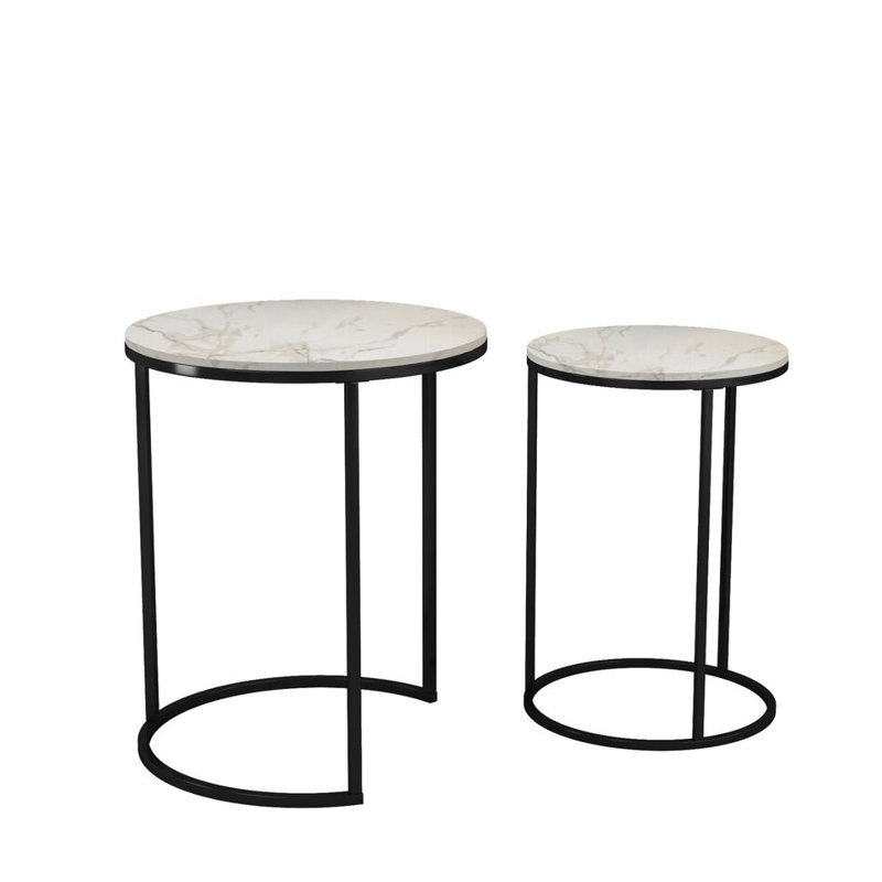 Shalyssa Solid Wood Coffee Table, Black, White