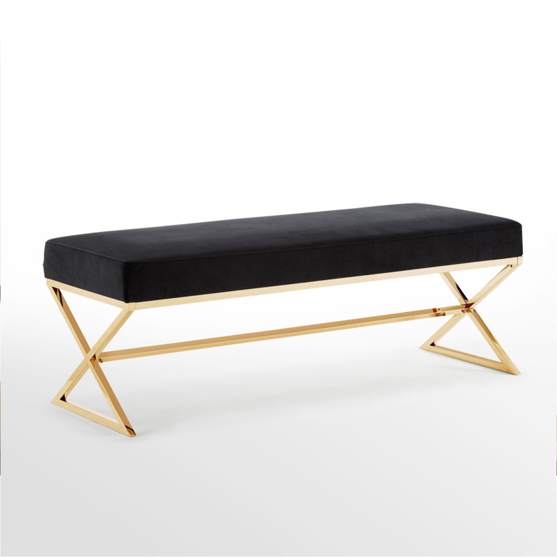Banc en velours Aurora, Noir