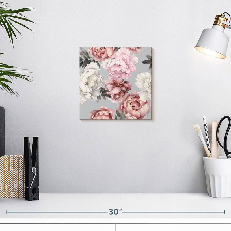 Motif de pivoines rétro Kerner, H 10 po x l 10 po