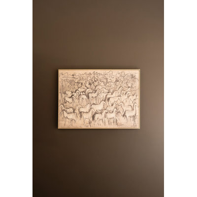 Framed Horse Wall Art – 1000 Horses Paint Over Print – 31.5" Tall