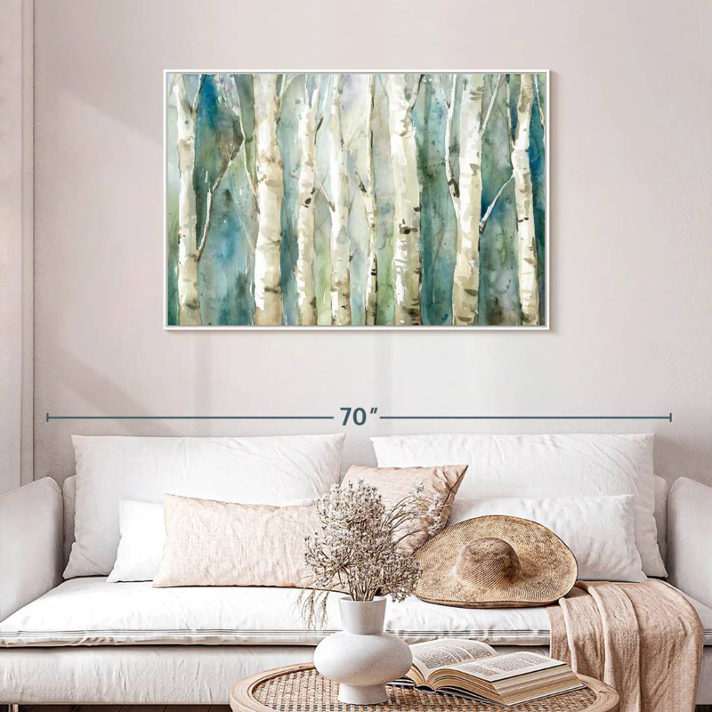 Birch River Walk, Cadre flottant blanc, 43 po x 29 po