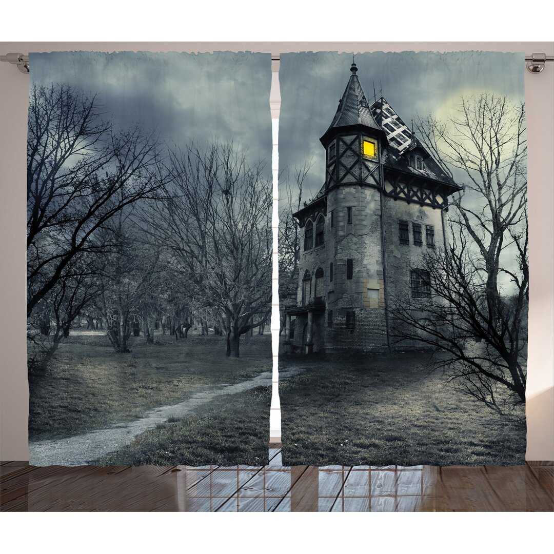 Rustikaler Vorhang, Gothic Geisterhaus, Halloween, Teal