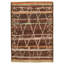 Tapis marocain brun foncé en laine nouée à la main de conception unique 4 pi 1 po x 5 pi 9 po New Age