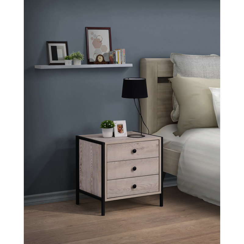 Harrold 53.8cm W Manufactured Wood Bedside Table, Brown