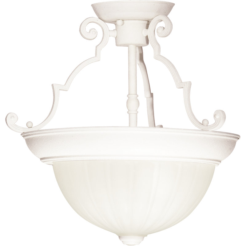 Rogowski Glass Semi Flush Mount, Textured White