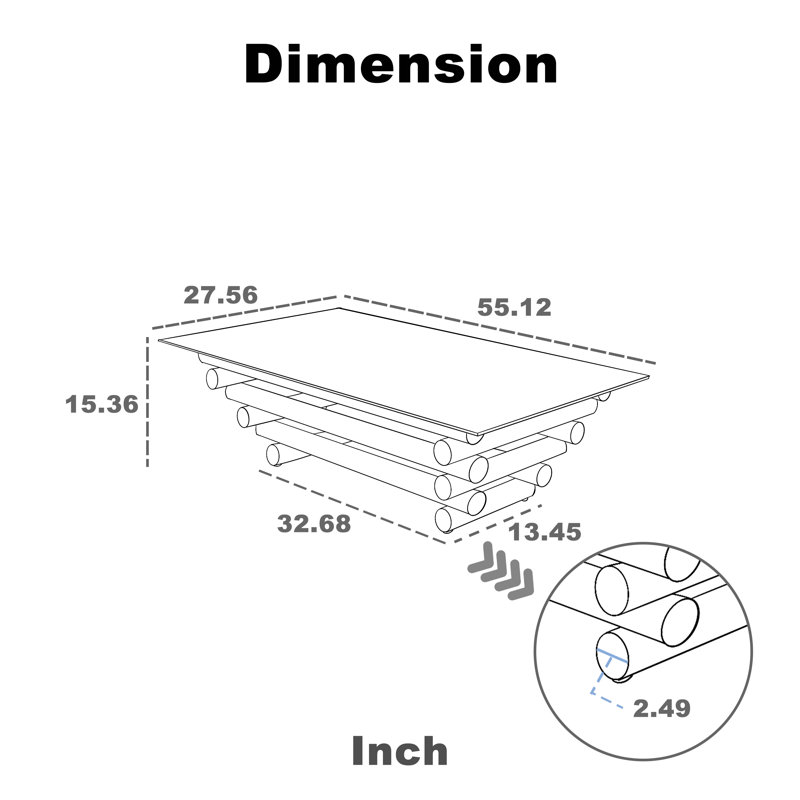 Glass Top Coffee Table, Gold