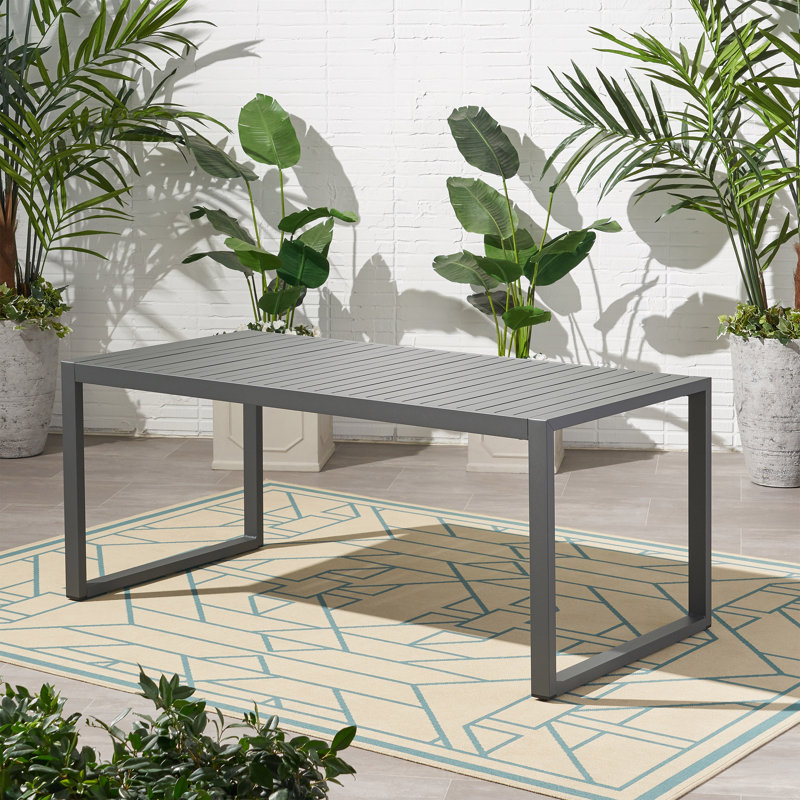 Iorio Rectangular Metal Outdoor Dining Table , 70'' in. W 35'' in. D, Gray
