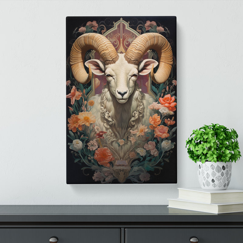 Ram Sheep Deco - Wrapped Canvas Print, 76cm H x 50cm W x 3cm D