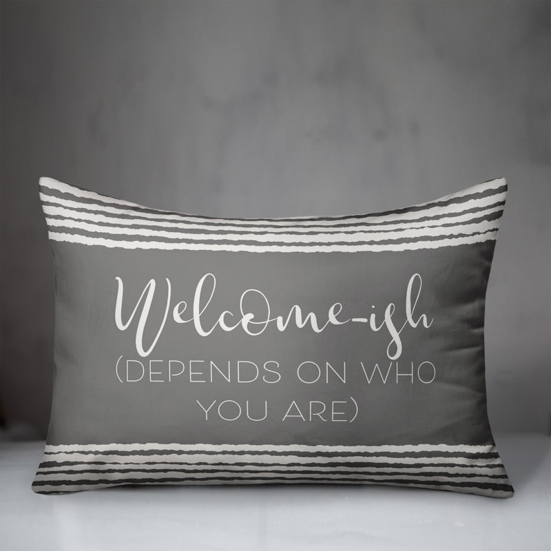 Coussin décoratif, H 18 po x l 25 po, Gris