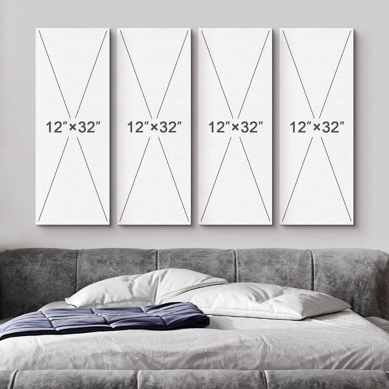 «Mid Century Modern Boho Green Polygon Tropical Leaves» sur toile, reproduction de 4 pièces