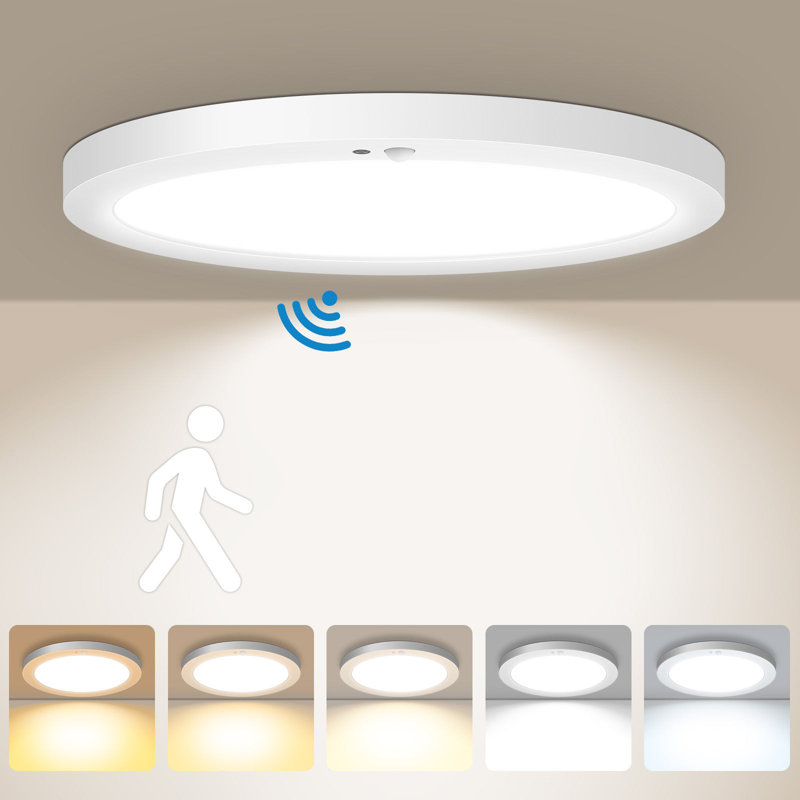 Motion Sensor Ceiling Light Indoor Wired PIR,  12 Inch 5CCT, 24W, LED Flush Mount Light Fixture, Motion Activated Light with Timer for Hallway, Stair, Walk-in Closet,ETL, Energy star