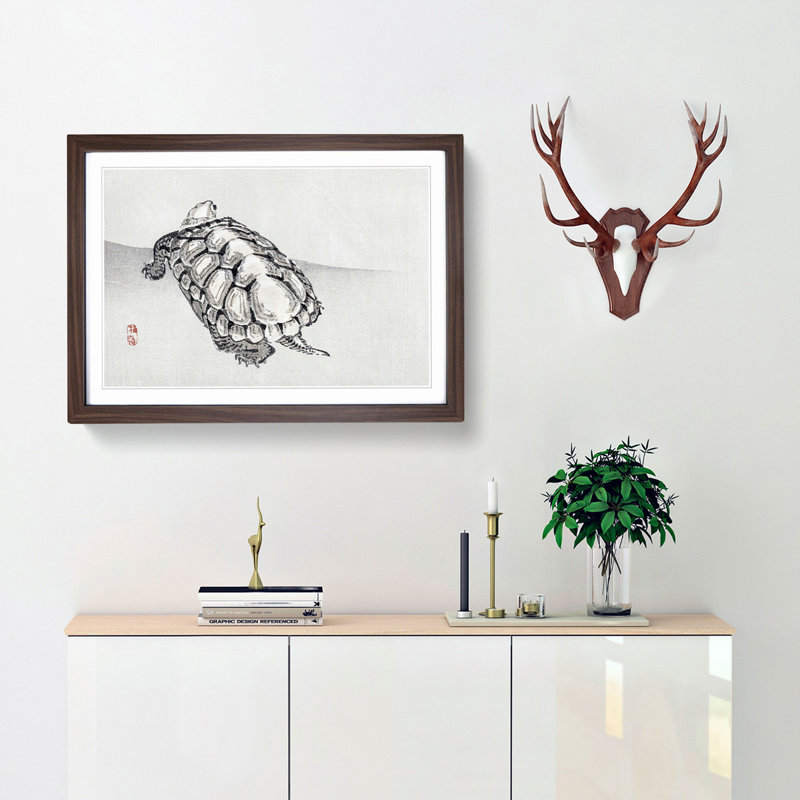 Turtle by Kono Bairei - Picture Frame Painting Print, Walnut, 50cm H x 76cm W x 2cm D