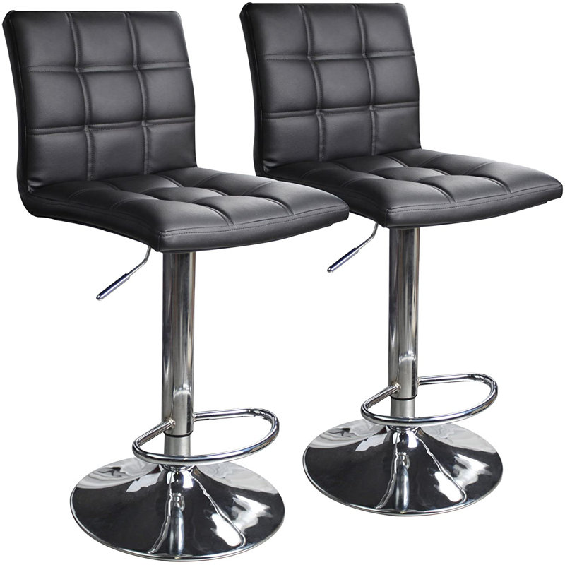 Tabouret de comptoir pivotant et réglable en hauteur 32,5 po Ludly, Noir, 2