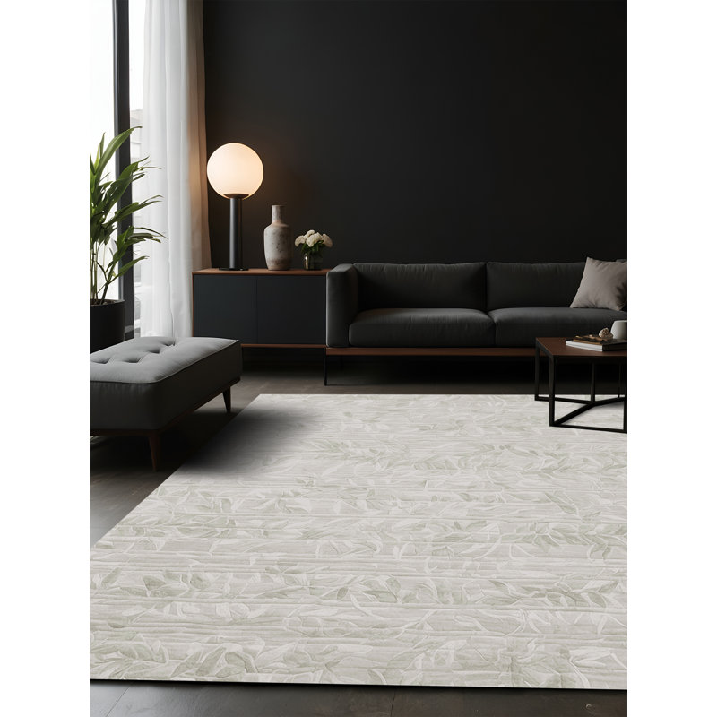 Tapis gris soyeux et moelleux, Carré 6 pi