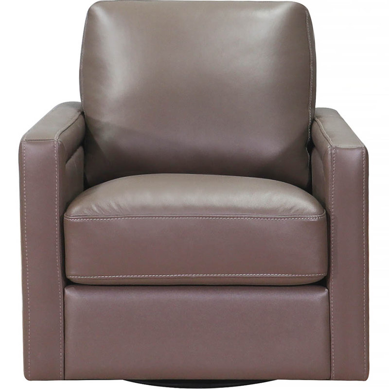 Fauteuil pivotant en cuir Vivienne, Cuir véritable brun granite Alice Pirouette