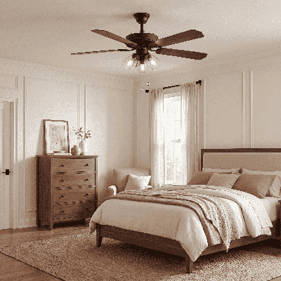 52" Artice 5 - Blade Standard Ceiling Fan in Matte Black/Walnut with Pull Chain and Light Kit Included