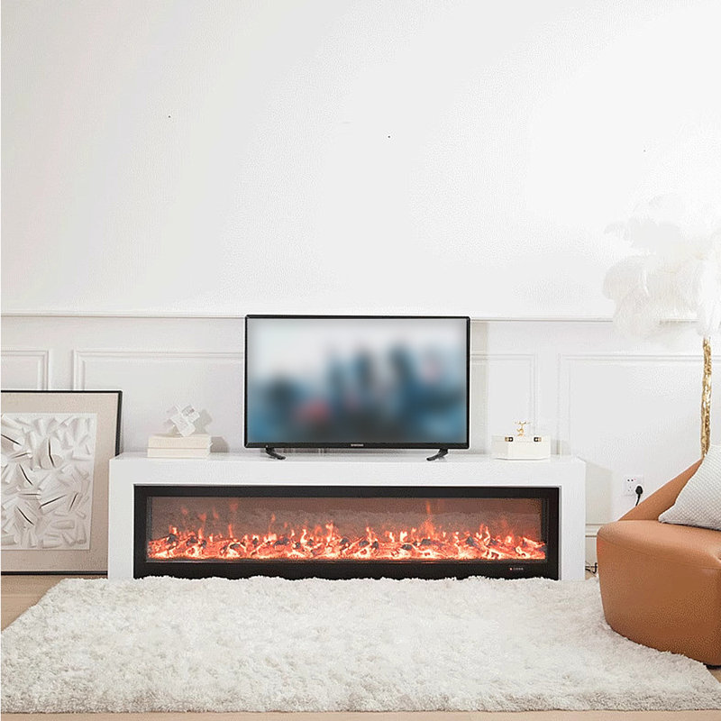 Meuble télé Rock Flab Fireplace, Blanc, 59.06"
