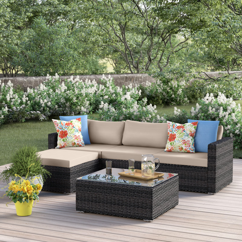 Josselyn 3 - Person Patio Conversation Set with Cushions, Multibrown