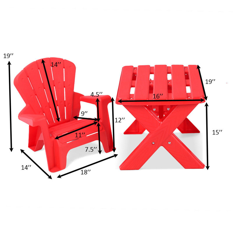 Red Plastic Kids Play Table and Chair Set