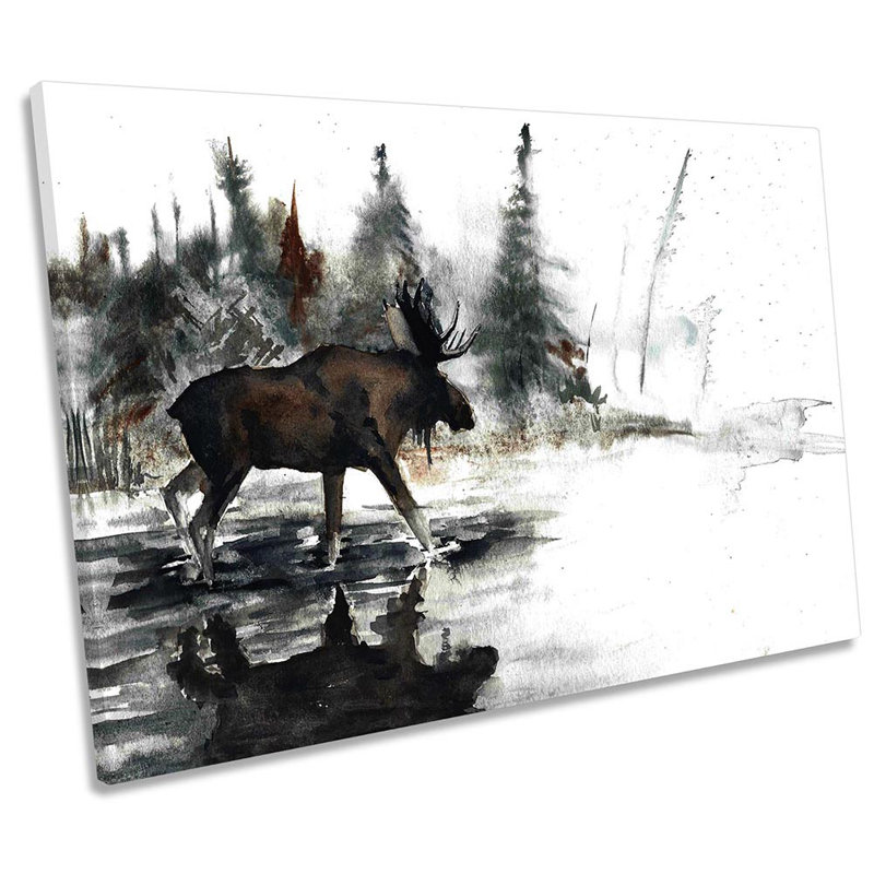 Moose Antlers Wildlife - Wrapped Canvas Print, 91.4cm H x 137.2cm W x 4cm D