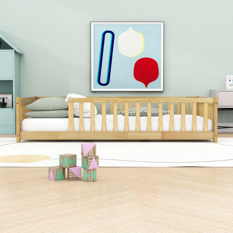 Twin Wooden Frame Kids Bed With Slats, Natural